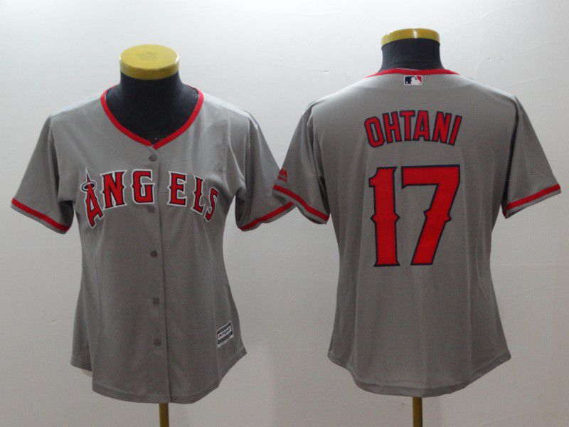 Women Los Angeles Angels #17 Ohtani Grey MLB Jerseys